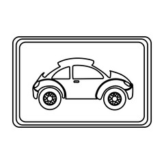 square with sport car side inside, vector illustration design