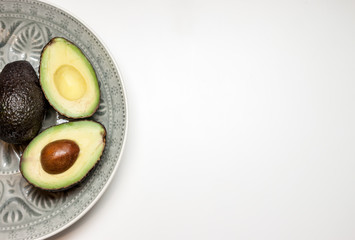 avocado in beautiful grey plate