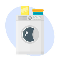 Washing machine dry hygiene housework domestic single clean equipment household appliance electrical metal technology vector illustration.