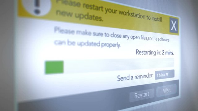  Generic Computer Restart Menu dialog box progress bar - Slant Angle