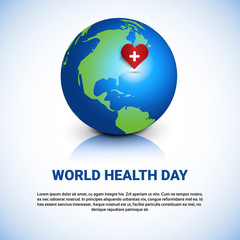 Earth Planet Health World Day Global Holiday Banner With Copy Space Flat Vector Illustration