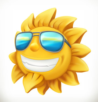 Fun summer sun. 3d vector icon