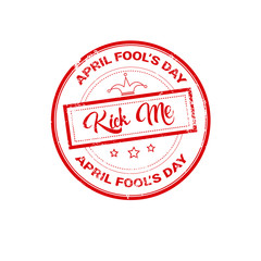Naklejka premium First April Fool Day Happy Holiday Greeting Card Stamp Flat Vector Illustration