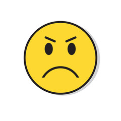 Yellow Sad Face Negative People Emotion Icon Flat Vector Illustration