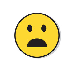 Yellow Sad Face Shocked Negative People Emotion Icon Flat Vector Illustration