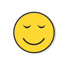 Yellow Smiling Face Positive People Emotion Icon Flat Vector Illustration