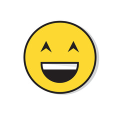 Yellow Smiling Face Laughing Positive People Emotion Icon Flat Vector Illustration