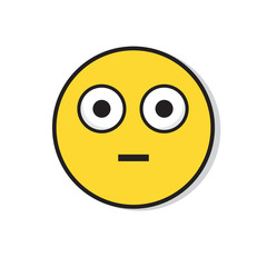 Yellow Sad Face Shocked Negative People Emotion Icon Flat Vector Illustration