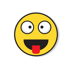 Yellow Smiling Face Laughing Positive People Emotion Icon Flat Vector Illustration