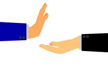 Hand Refuse Something from other Hand, Isolated on White
