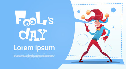 First April Fool Day Happy Holiday Greeting Card Flat Vector Illustration