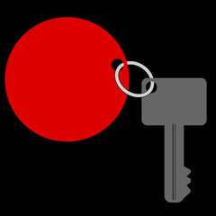 Key with Tag, at Black Background