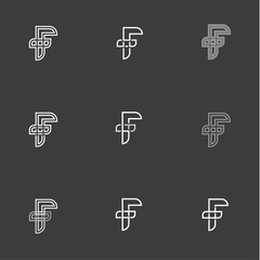 Letter F set vector signs Monogram Minimalism illustration of abbreviations in Flat a linear style Modern graphics Design