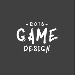Text sign of game design vector minimalist flat
