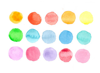 The circles with different colors of watercolor