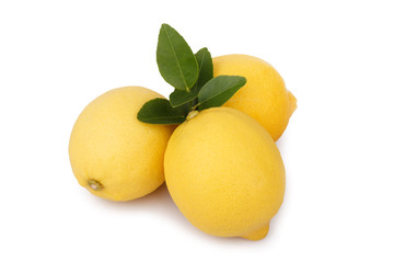 Fresh lemons on white background