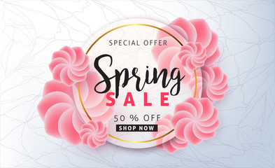 Mothers day sale background poster banner with beautiful colorful flower. Vector illustration.