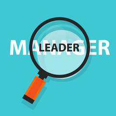 manager leader concept business magnifying word focus on text