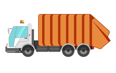 Garbage removal service dumpster dustcart truck vector flat icon