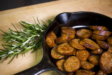 Sausages in a Skillet