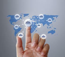 Hand touch virtual icon osocial network