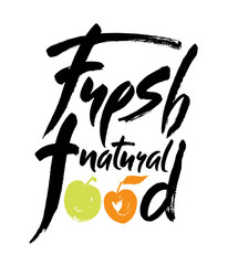 Obraz premium Vector illustration, food design. Brush lettering for restaurant, cafe menu. Elements for labels, logos, badges, stickers or icons. Calligraphic and typographic collection.