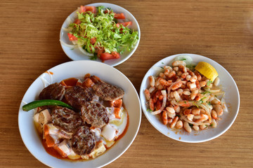 Turkish cuisine style grilled meatball on a famous restaurant in Turkey