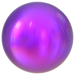 Purple sphere round button ball basic circle geometric shape solid figure simple minimalistic atom element single drop shiny glossy sparkling object blank balloon icon. 3d render illustration