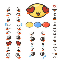 Constructor of cute lovely kawaii emoticon.