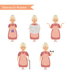 Funny Grandmother housewife cartoon.