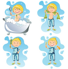 Illustration of a person doing hygiene.
