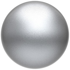 Silver sphere round white button ball basic matted metallic circle geometric shape solid figure simple minimalistic atom single object blank balloon icon design element. 3D illustration isolated