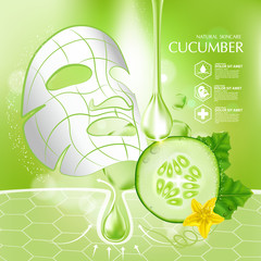 Naklejka na ściany i meble Cucumber Natural Moisture Skin Care Cosmetic.