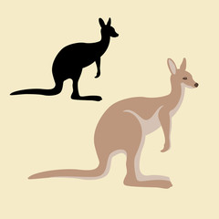 Kangaroo Flat style vector illustration set