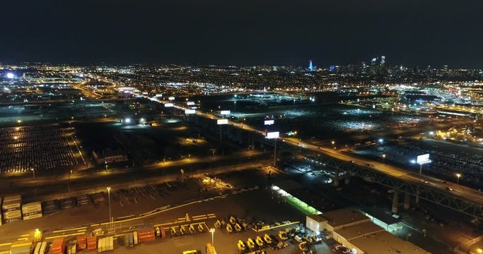 Aerial View Philadelphia Skyline and Surrounding Area at Night