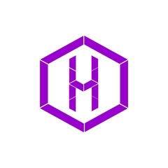 letter H purple color logo vector