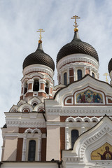 Fototapeta na wymiar Towers on Alexander Nevsky Cathedral