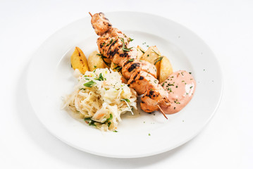 chicken kebab with roasted potatoes