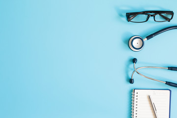 Stethoscope in doctors desk