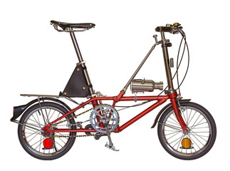 Fototapeta premium red bicycle small wheel isolated on a white background with clipping path