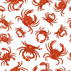 Vector seamless crabs pattern.