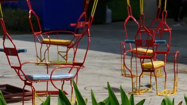 Colorful carousel design for kids children in fun park. 
