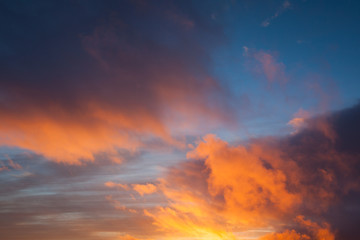 Sunset colors at cloud sky