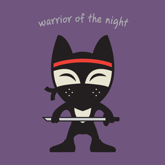 Fox Ninja in black clothes and mask icon