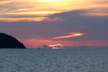 Red sunset in the sea