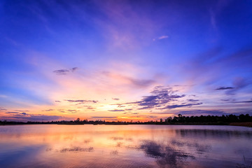 Sunset with reflection on the lake