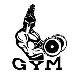 Bodybuilder spartan in the gym. - obrazy, fototapety, plakaty
