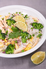 fried rice with vegetable and chicken