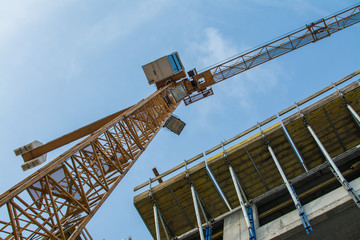 Crane construction development of the city and new investment