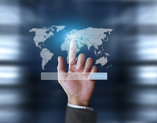Hand touch virtual icon osocial network